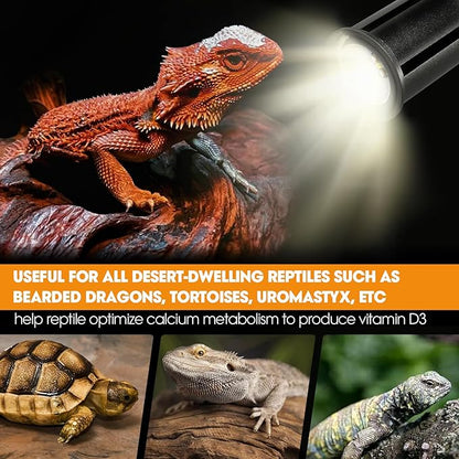 Premium UVB Reptile Light Full Spectrum for Optimal Calcium Metabolism,Desert 10.0 Bulb 3W UVA UVB Ideal for Desert-Dwelling Reptiles Bearded Dragons Tortoises GeeKoit