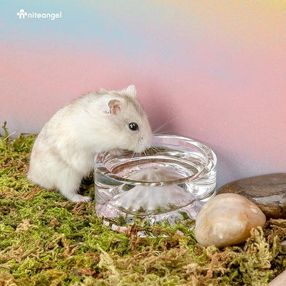 Niteangel Hamster Feeding & Water Bowls- Mount Fuji Series Glass Drinking Bowls for Dwarf Syrian Hamsters Gerbils Mice Rats or Other Similar-Sized Small Pets Niteangel