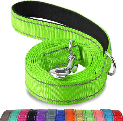Joytale Double-Sided Reflective Dog Leash, 6 FT/5 FT/4 FT, Padded Handle Nylon Heavy Duty Leashes for Medium & Large Dogs Walking, Green, 6FT Joytale