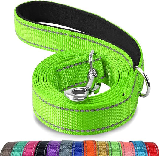 Joytale Double-Sided Reflective Dog Leash, 6 FT/5 FT/4 FT, Padded Handle Nylon Heavy Duty Leashes for Medium & Large Dogs Walking, Green, 6FT Joytale