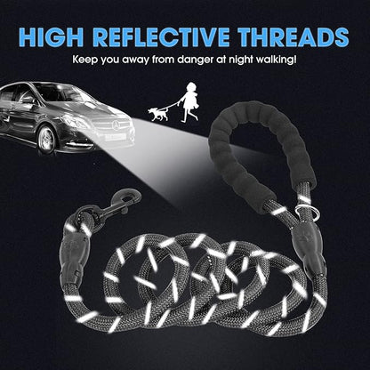 BAAPET 2/4/5/6 FT Dog Leash with Comfortable Padded Handle and Highly Reflective Threads for Small Medium and Large Dogs (6FT-1/2'', Black) BAAPET