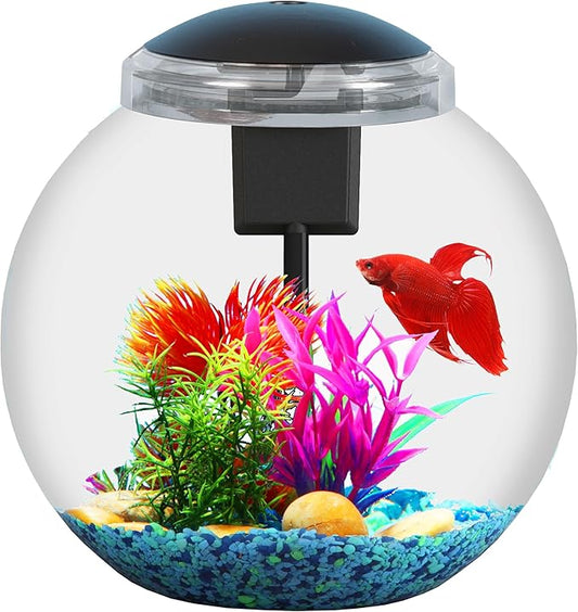 3-Gallon Aquarium Starter Kit, Ideal for Betta Fish and Other Tropical Fish, Includes Power Filter, LED Light, Hood, and Illustrated User Set Up Guide, Impact-Resistant Plastic SWPRODUCTS