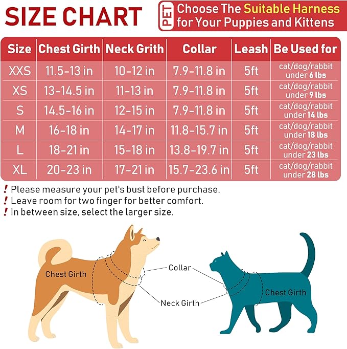 GAMUDA Small Dog Harness Collar and Leash Set, Step in No Chock No Pull Soft Mesh Adjustable Dog Vest Harnesses Plaid Reflective for Dogs Puppy Cats Kitten Rabbit (Red Flower, XXS) GAMUDACollarsCollection