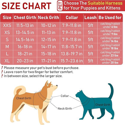 GAMUDA Small Dog Harness Collar and Leash Set, Step in No Chock No Pull Soft Mesh Adjustable Dog Vest Harnesses Plaid Reflective for Dogs Puppy Cats Kitten Rabbit (Red, M) GAMUDACollarsCollection