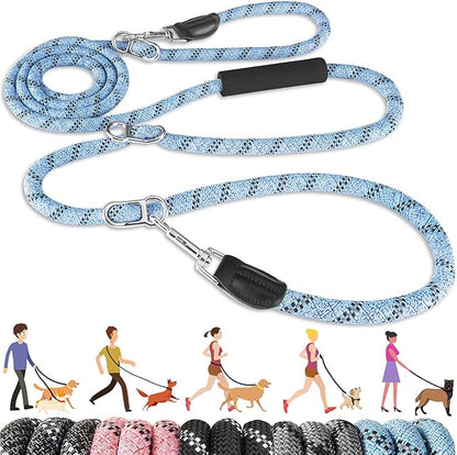 Lukovee Hands Free Dog Leash, 10FT Adjustable Dog Training Leash 1/2 Inch Nylon Heavy Duty Lead No Pull for Large Medium Dogs, Tangle Free Reflective Waist Leash for Dog Walking Running, Blue Lukovee