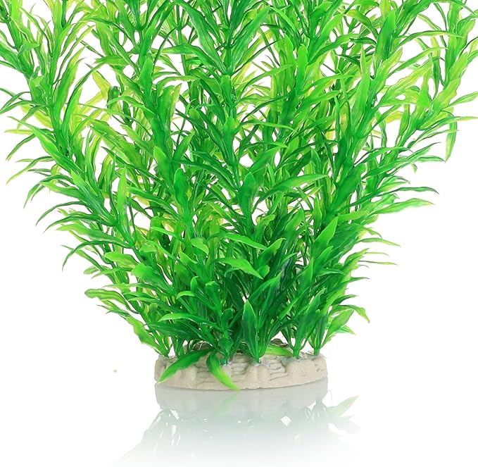JIHAQUA Aquarium Decor Plastic Plants Extra Large 21 Inches Artificial Fish Tank Plants Tall Fish Tank Decorations (Green 2pcs) JIHAQUA
