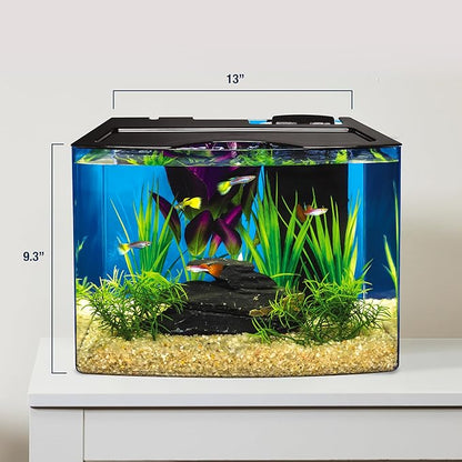Tetra Crescent STEM Aquarium Kit 3 Gallons, Curved-Front Fish Tank with LEDs and STEM Activity Guide Tetra