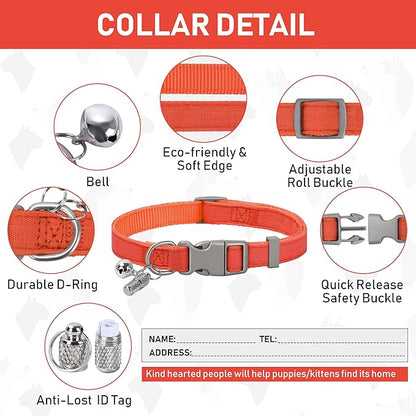 GAMUDA Small Pet Harness Collar and Leash Set, Step in No Chock No Pull Linen Fabric Soft Mesh Dog Vest Harnesses Reflective for Dogs Puppy Cats Kitten Rabbit (Orange, S) GAMUDACollarsCollection