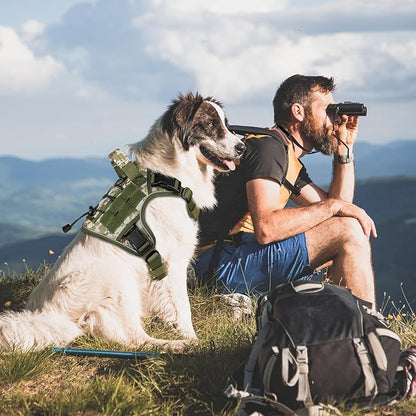 WINGOIN Tactical Dog Harness for Small Dogs, Heavy Duty No Pull Dog Harness with Handle, Adjustable Reflective Military K9 German Shepherd Dog Vest for Training, Walking, Hiking, Green Camo(S) - PAWPICO