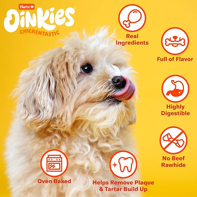 Hartz Oinkies Tender Twists with Real Chicken Breast Rawhide-Free Dog Treats, Highly Digestible Dog Chews, 36 Count - PAWPICO
