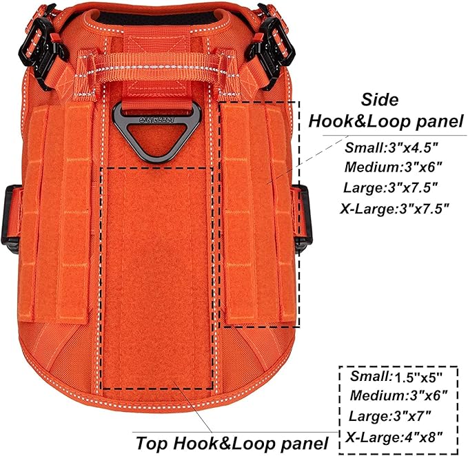 ICEFANG Tactical Dog Harness,Medium Size, 2X Metal Buckle,Working Dog MOLLE Vest with Handle,No Pulling Front Leash Clip,Hook and Loop Panel - PAWPICO