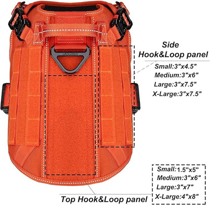 ICEFANG Tactical Dog Harness,Medium Size, 2X Metal Buckle,Working Dog MOLLE Vest with Handle,No Pulling Front Leash Clip,Hook and Loop Panel - PAWPICO