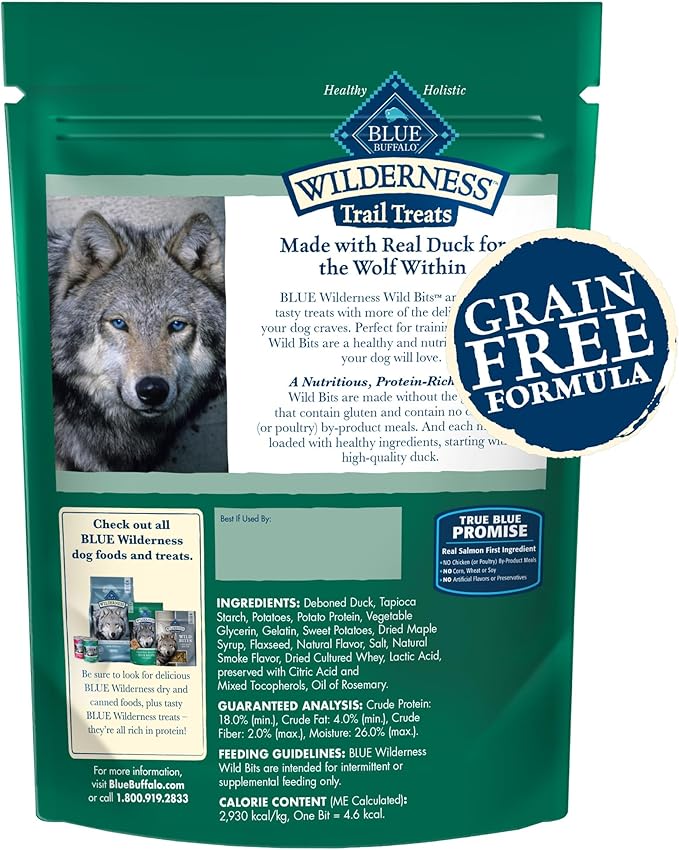 Blue Buffalo Wilderness Wild Bits Soft & Chewy Training Treats for Dogs, Grain-Free, Duck Recipe, 4-oz. Bag - PAWPICO