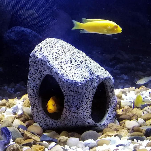 Aquarium Hideaway Rock Cave for Aquatic Pets to Breed, Play and Rest, Safe and Non-Toxic Ceramic Fish Tank Ornaments, Decor Stone for Betta SpringSmart--Focusonprovidinghighqualityaquariumdecorations
