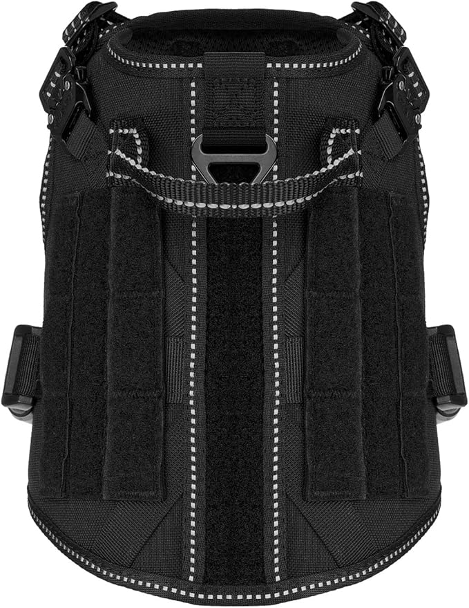 ICEFANG Tactical Dog Harness, Small Size,2X Metal Buckle,Working Dog MOLLE Vest with Handle,No Pulling Front Leash Clip,Hook and Loop Panel ICEFANGDIRECT