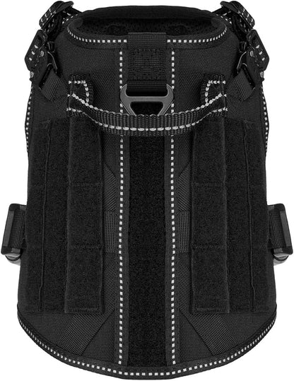 ICEFANG Tactical Dog Harness, Small Size,2X Metal Buckle,Working Dog MOLLE Vest with Handle,No Pulling Front Leash Clip,Hook and Loop Panel ICEFANGDIRECT