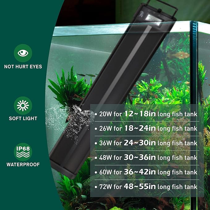 hygger Aquarium Programmable LED Light, for 36~42in Long Full Spectrum Plant Fish Tank Light with LCD Setting Display, 7 Colors, Sunrise Sunset Moon and DIY Mode, for Novices Advanced Players hygger