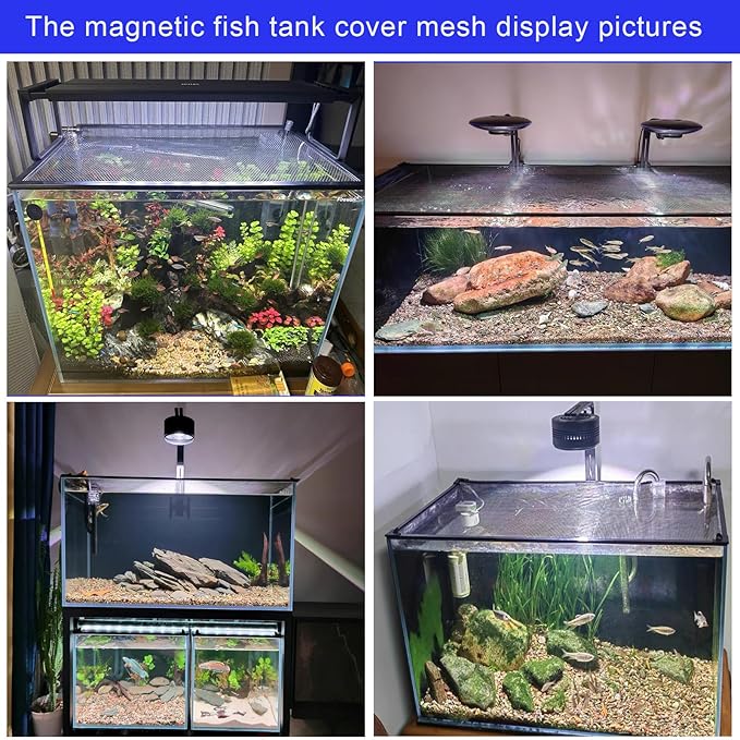 Magnetic Aquarium Cover lid Fish Tank lid Anti-Jumping net Cover mesh Terrarium lid Aquarium Hood (Big Size DIY Cover lid) NestBasics