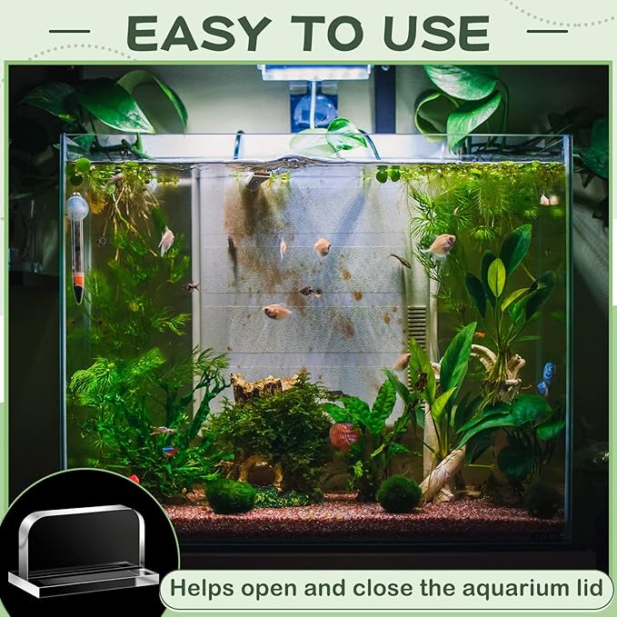 Qunclay 4 Pcs Aquarium Lid Handles Acrylic Fish Tank Cover Handles Adhesive Tank Lid Replacement Handle for Aquarium Fish Tank Lid, 2.36 x 1.38 Inch (Transparent) Qunclay