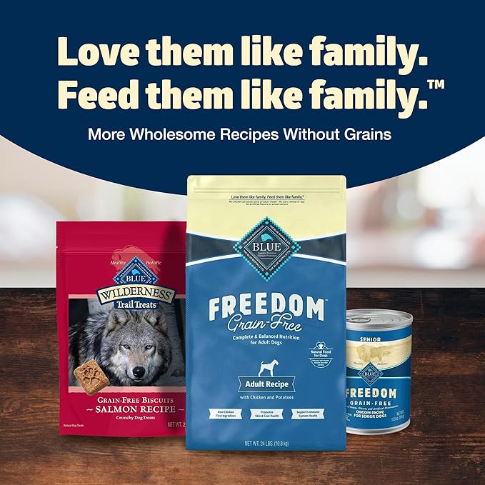 Blue Buffalo Freedom Grain-Free Dry Dog Food, Complete & Balanced Nutrition for Adult Dogs, Made in the USA With Natural Ingredients, Chicken & Potatoes, 11-lb Bag - PAWPICO
