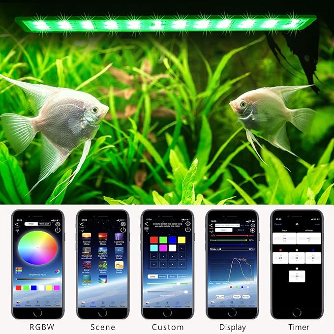 LED Aquarium Lights, Smart App Timing Fish Tank Light, RGBW Full Spectru Aquarium Lamp 27 Inches & 69cm (2024 App Pro Max Version) Jenklight