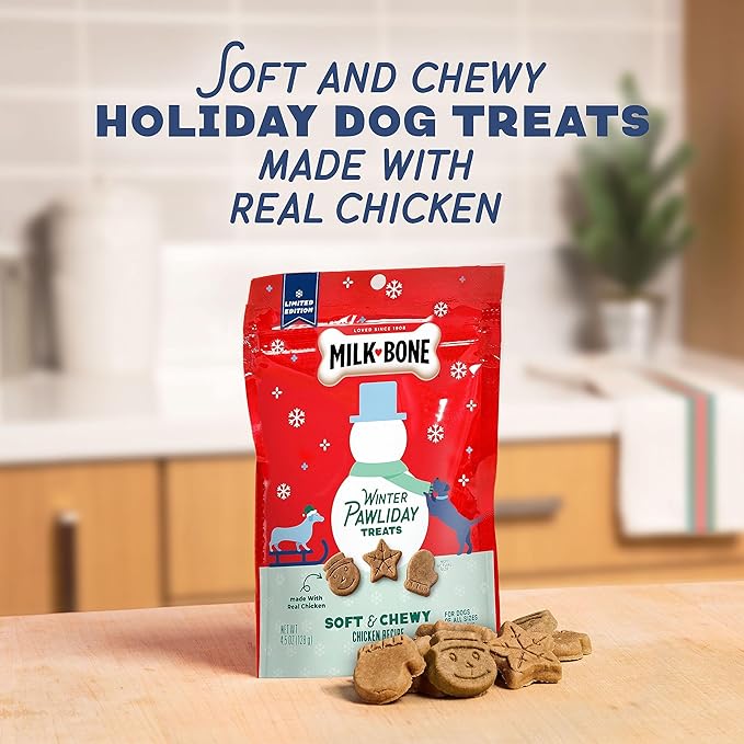 Milk-Bone Limited Edition Winter Pawliday Soft & Chewy Dog Treats, Chicken Recipe, 4.5 Ounce (Pack of 10) - PAWPICO
