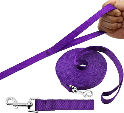 15ft 20ft 30ft 40ft 50ft Long Dog/Puppy Lead Obedience Recall Training Dog Leashes for Small Medium Dogs Camping, Training, Play, or Backyard (20 FT, Purple) PETGOGO