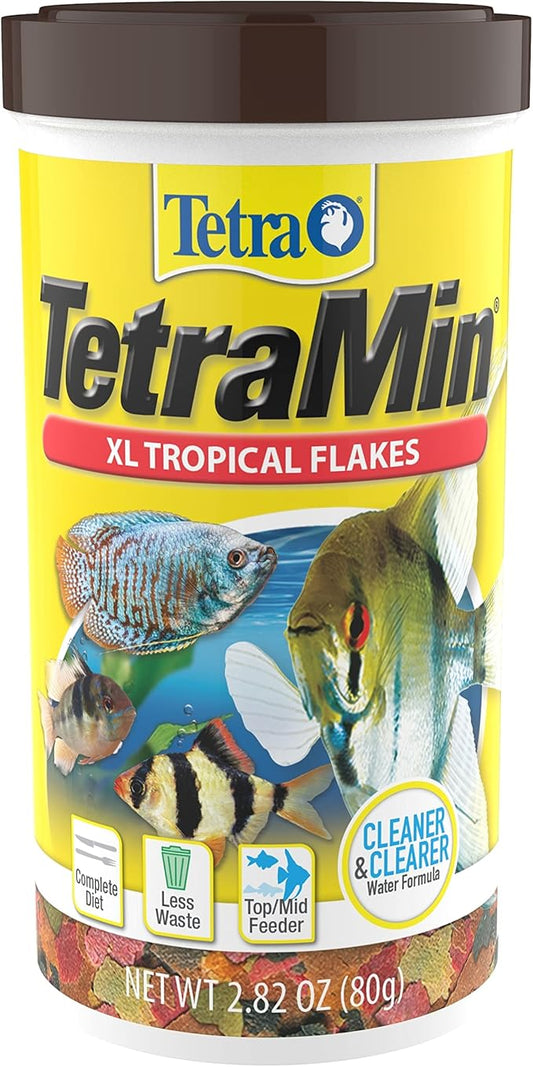 Tetra TetraMin XL Tropical Flakes 2.82 Ounces, Large Flakes, Nutritionally Balanced Fish Food, Tetra TetraMin Large Tropical Fish Flake Food, 2.82 oz Tetra