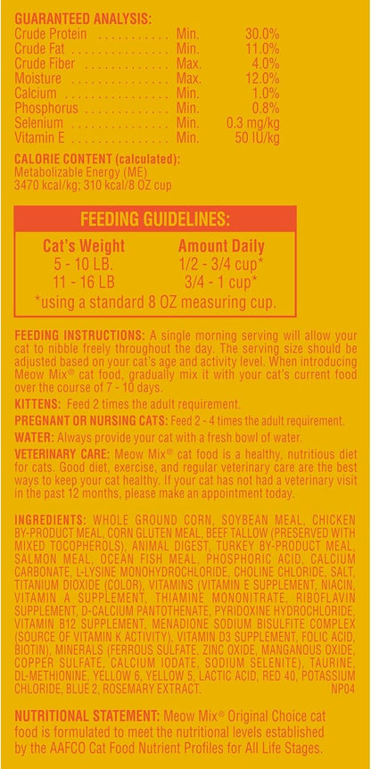 Meow Mix Original Choice Dry Cat Food, 6.3 Pound Bag (Pack of 2) MeowMix