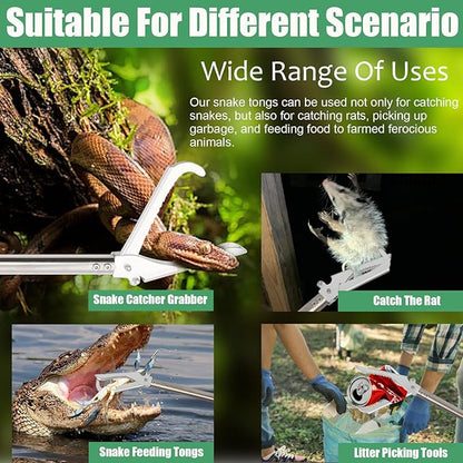 69" Snake Grabber Tool Heavy Duty, Professional Snake Catcher Tongs Rattlesnake Reptile Grabber Extend Long Keep Safe Spacing Stainless Steel Sponge Wrapped Handle Wide Jaw (Black) PAWPICO