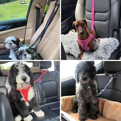 BWOGUE 2 Packs Dog Cat Safety Seat Belt Strap Car Headrest Restraint Adjustable Nylon Fabric Dog Restraints Vehicle Seatbelts Harness BWOGUEPetHome