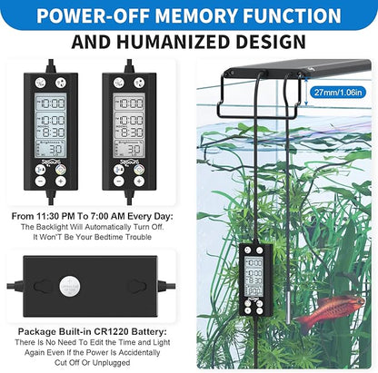 24/7 Auto On/Off Aquarium Light, Programmable Led Aquarium Light with Thermometer, Fish Tank Light with Full Spectrum+7 Single Color, WRBG DIY Color, for 24-30 Inch Planted Tank, 26W SEAOURA
