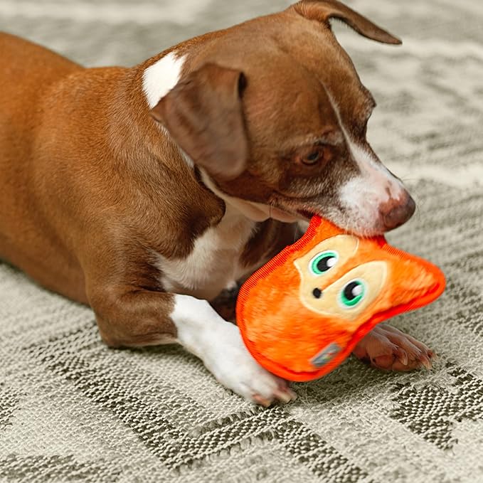 Outward Hound Durablez Tough Plush Squeaky Dog Toy, Fox, Orange, XS - PAWPICO