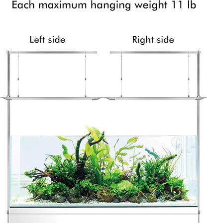 ONF Stainless Steel 304 Square Hanging Kit for Planted Terrarium & Aquarium Light, Suspension System, Adjustable Stand Hold up to 11lb 24-36 inch Fish Tank Light, 2 pcs Tubes in Pack, Left ONF