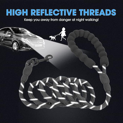 BAAPET 2/4/5/6 FT Dog Leash with Comfortable Padded Handle and Highly Reflective Threads for Small Medium and Large Dogs (5FT-1/3'', Black) BAAPET