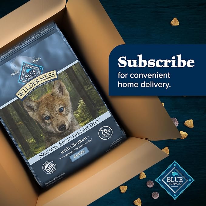 Blue Buffalo Wilderness High-Protein Natural Dry Food for Puppies, Chicken Recipe, 24-lb. Bag - PAWPICO