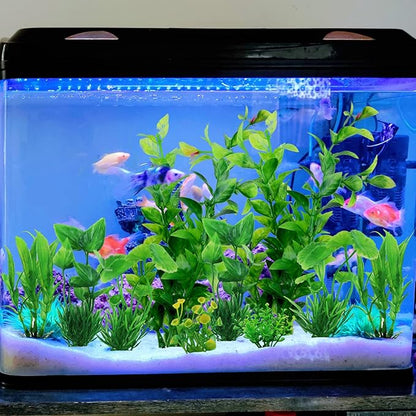 PietyPet Fish Tank Accessories Green Plants, 10pcs Green Fish Tank Decorations, Aquarium Decor Plastic Plants Bxlive