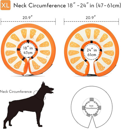 Dog Cone Collar for Small Medium Large Dogs for After Surgery, Pet Inflatable Neck Donut Collar Soft Protective Recovery Cone for Dogs and Cats - Alternative E Collar Does not Block Vision Orange,XL MIDOG