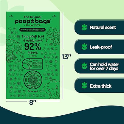 The Original Poop Bags Compostable Dog Waste Bag 2400 Poop Bags for Dogs, 100% Plant Based Dog Bags for Poop, Leak-Proof Pet Bags for Poop, Natural Scent Free Doggie Bags OK Compost Certification… - PAWPICO
