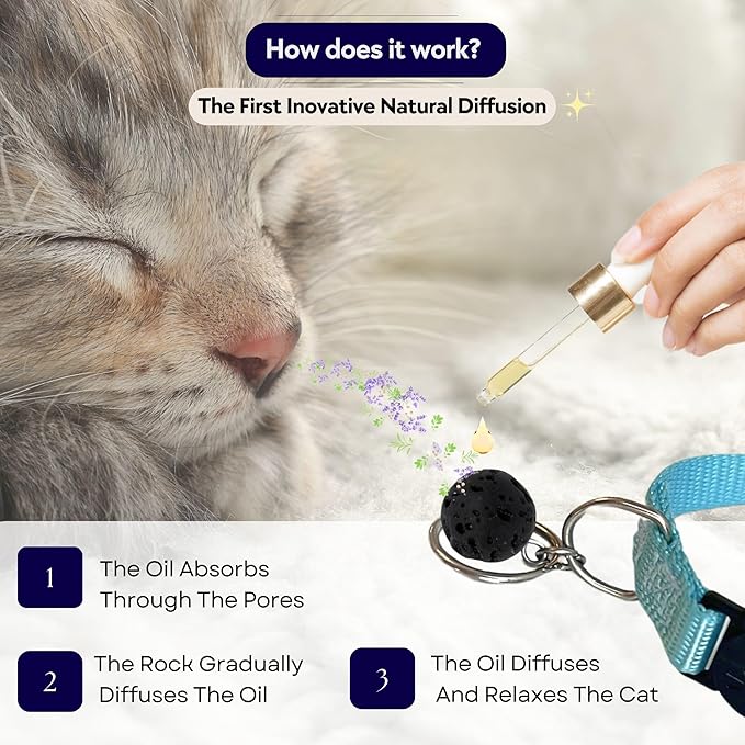 Anti Cat Scratch Calming Collar, Natural Cat Repellent, Keep Cats from Clawing Furniture, Stress Relief, Breakaway, Vet-Approved with Essential Oils (Geranium) ROLLERPAWSTER