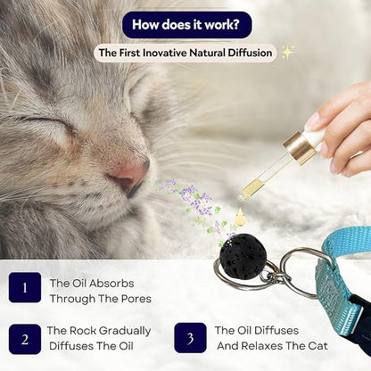 Anti Cat Scratch Calming Collar, Natural Cat Repellent, Keep Cats from Clawing Furniture, Stress Relief, Breakaway, Vet-Approved with Essential Oils (Geranium) ROLLERPAWSTER