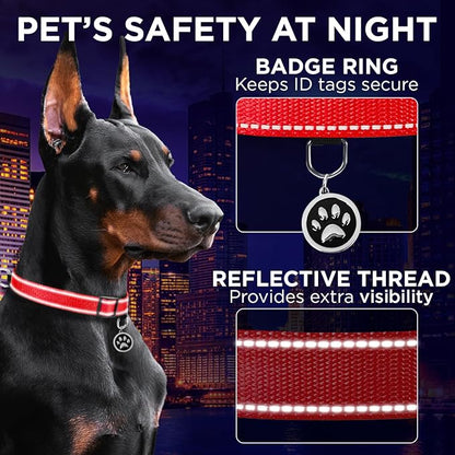 TECEUM Reflective Pet Collar – Red – XL – Basic Nylon Dog Collar – Quick Release Buckle – Fits Small, Medium and Large Dogs, Puppies, Cats – ESA & Service Dog Options TECEUM