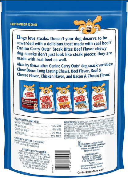 Canine Carry Outs Dog Treats, Steak Bites, 22.5 Ounce (Pack of 4), Made with Real Beef - PAWPICO
