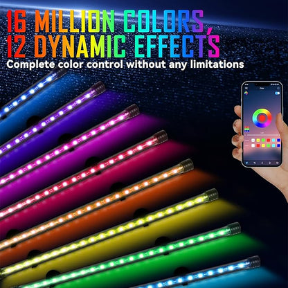 Smart App-Controlled RGB LED Aquarium Light with 16 Million Colors & 12 Dynamic Effects, Underwater Fish Tank Light with Timer, Submersible LED Lights with Adjustable Brightness and Speed - 23'' POZANKI