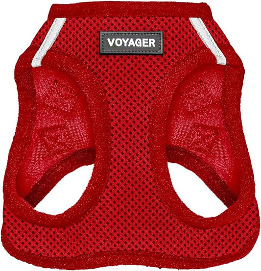 Voyager Step-In Air Dog Harness - All Weather Mesh, Reflective, No Pull Harness for Small, Medium Dogs, Cats - Secure with Hook & Loop Fastener, Buckle, Double D-Rings - Red, XXXS BestPetSuppliesLLC