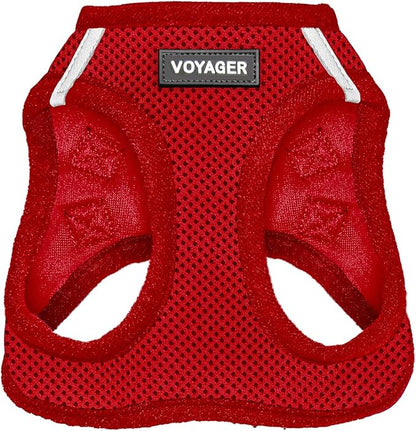 Voyager Step-in Air Dog Harness - All Weather Mesh, Reflective, No Pull Harness for Small, Medium Dogs, Cats - Secure with Hook & Loop Fastener, Buckle, Double D-Rings - Red, XS BestPetSuppliesLLC