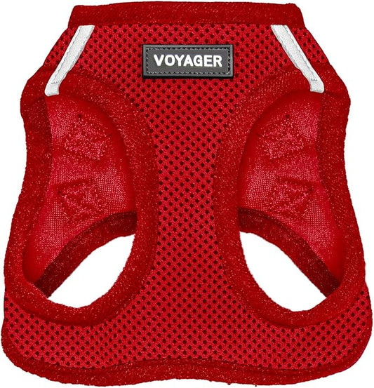 Voyager Step-in Air Dog Harness - All Weather Mesh, Reflective, No Pull Harness for Small, Medium Dogs, Cats - Secure with Hook & Loop Fastener, Buckle, Double D-Rings - Red, XS BestPetSuppliesLLC