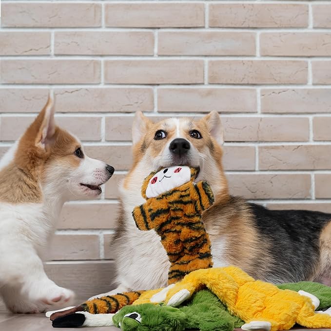 Nocciola 5 PCS No Stuffing Crinkle Dog Squeaky Toys, Durable Dog Toys for Tug of War, Tough Dog Toys for Small Medium Large Dogs & Aggressive Chewers, Puppy Dog Toys to Keep Them Busy - PAWPICO