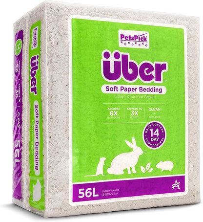Uber Soft Paper Pet Bedding for Small Animals, White, 56L PetsPick%C2%AE
