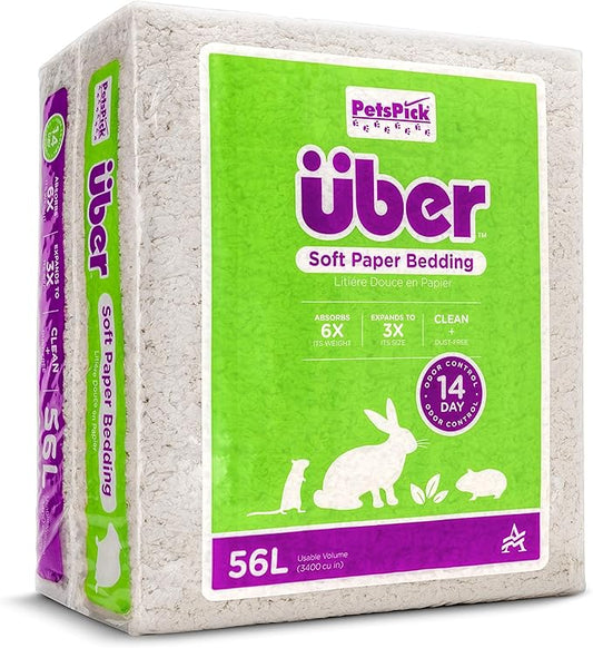 Uber Soft Paper Pet Bedding for Small Animals, White, 56L PetsPick%C2%AE